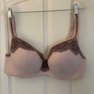 Cacique Pink and faux Gray Lace Full Coverage Bra